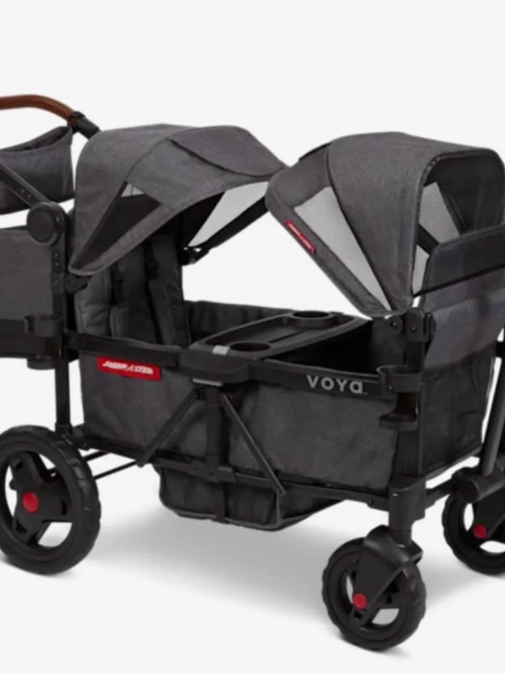 Double Kids Wagon in Dark Gray with Dual Canopies